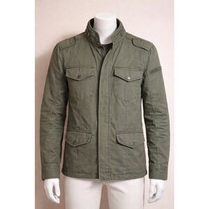 Abercrombie & Fitch Mens Olive Green Utility Field Jacket Large Zip Up Canvas